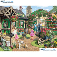 HOMFUN Full Square/Round Drill 5D DIY Diamond Painting " The Garden Shop" 3D Embroidery Cross Stitch 5D Home Decor A00807