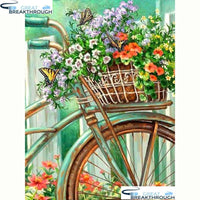 HOMFUN Full Diamond "Flower bicycle" DIY 5D Diamond Painting Cross Stitch Home Decor Picture Of Rhinestone Handmade A20009