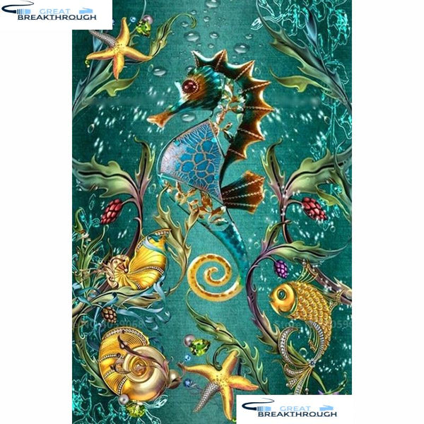 HOMFUN Full Square/Round Drill 5D DIY Diamond Painting "Seaweed seahorse" 3D Diamond Embroidery Cross Stitch Home Decor A20126