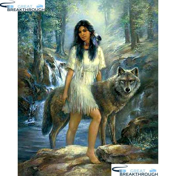 HOMFUN Full Square/Round Drill 5D DIY Diamond Painting "Beautiful wolf" Embroidery Cross Stitch 5D Home Decor Gift A14844