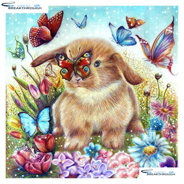 HOMFUN Full Square/Round Drill 5D DIY Diamond Painting "Hares Butterflies" 3D Embroidery Cross Stitch 5D Home Decor A00497