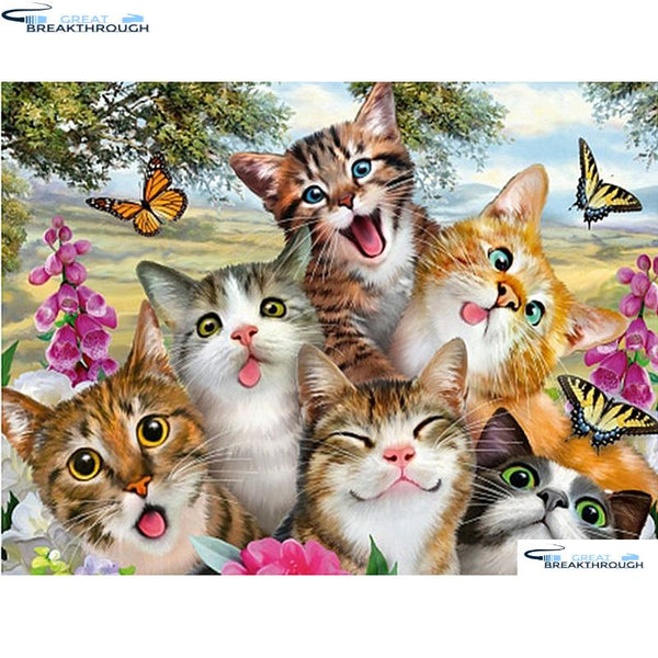 HOMFUN Full Square/Round Drill 5D DIY Diamond Painting "Cute cats" 3D Embroidery Cross Stitch 5D Decor Gift A00553