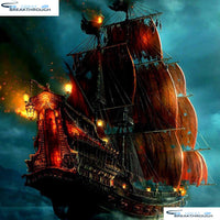 HOMFUN Full Square/Round Drill 5D DIY Diamond Painting "Pirate Ship" 3D Embroidery Cross Stitch 5D Home Decor Gift A01385