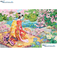 HOMFUN Full Square/Round Drill 5D DIY Diamond Painting "Japanese girl" Embroidery Cross Stitch 5D Home Decor Gift A08783