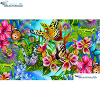 HOMFUN Diamond painting "Flower butterfly" Full Square/Round Drill Wall Decor Inlaid Resin Embroidery Craft Cross stitch A08693
