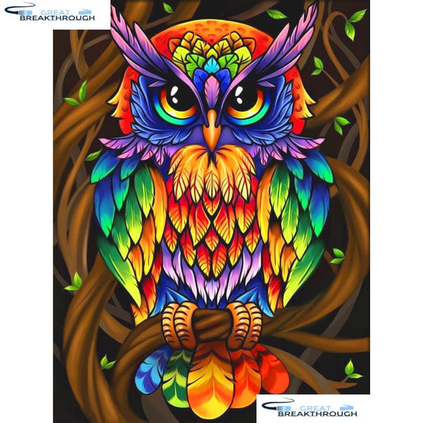 HOMFUN Full Square/Round Drill 5D DIY Diamond Painting "Colored owl" 3D Diamond Embroidery Cross Stitch Home Decor A19074