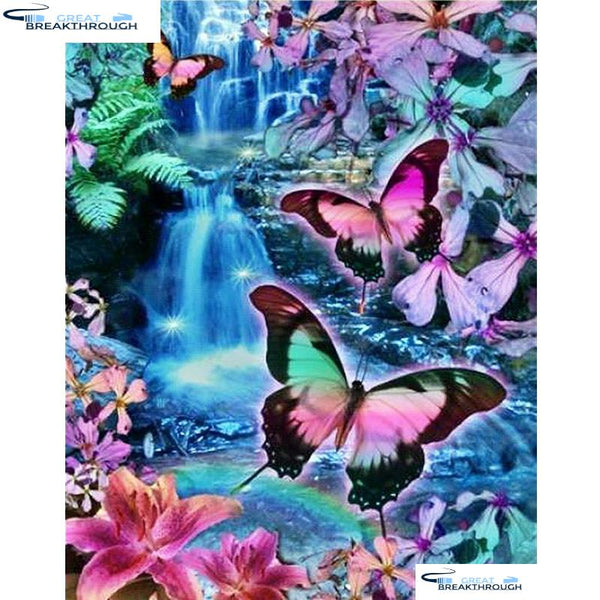 HOMFUN 5D DIY Diamond Embroidery Full Display "butterfly waterfall" Diamond Painting Square/Round Rhinestones Decor Art A00697