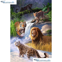 HOMFUN Full Square/Round Drill 5D DIY Diamond Painting "Tiger Lion leopard" 3D Embroidery Cross Stitch 5D Home Decor A00908
