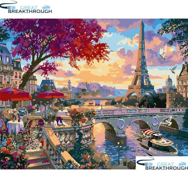 HOMFUN Full Square/Round Drill 5D DIY Diamond Painting "Bridge tower city" Embroidery Cross Stitch 5D Home Decor Gift A30082