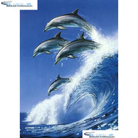 HOMFUN Full Square/Round Drill 5D DIY Diamond Painting "Dolphin jumps" Embroidery Cross Stitch 5D Home Decor Gift A01220