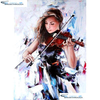 HOMFUN Full Square/Round Drill 5D DIY Diamond Painting "Violin girl" Embroidery Cross Stitch 5D Home Decor Gift A08720