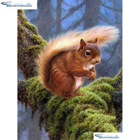 HOMFUN Full Square/Round Drill 5D DIY Diamond Painting "Forest squirrel" 3D Embroidery Cross Stitch 5D Home Decor A00692