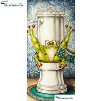 HOMFUN Full Square/Round Drill 5D DIY Diamond Painting "Frog toilet" 3D Embroidery Cross Stitch 5D Home Decor Gift A00608