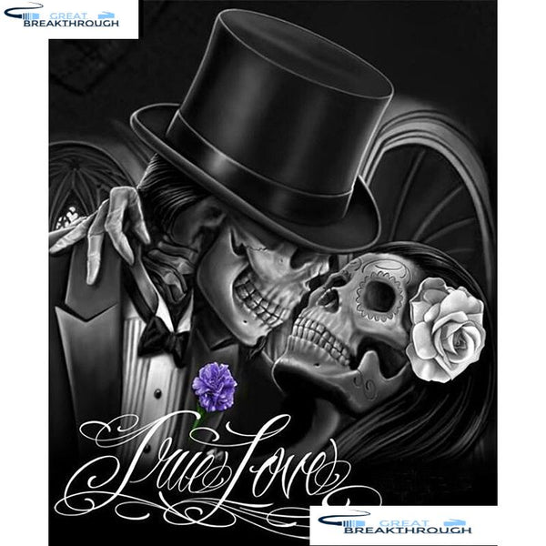 HOMFUN Full Square/Round Drill 5D DIY Diamond Painting "Skull Love" 3D Embroidery Cross Stitch 5D Home Decor Gift A01042