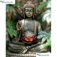 HOMFUN Full Square/Round Drill 5D DIY Diamond Painting "Buddha Lotus" Embroidery Cross Stitch 5D Home Decor Gift A07530
