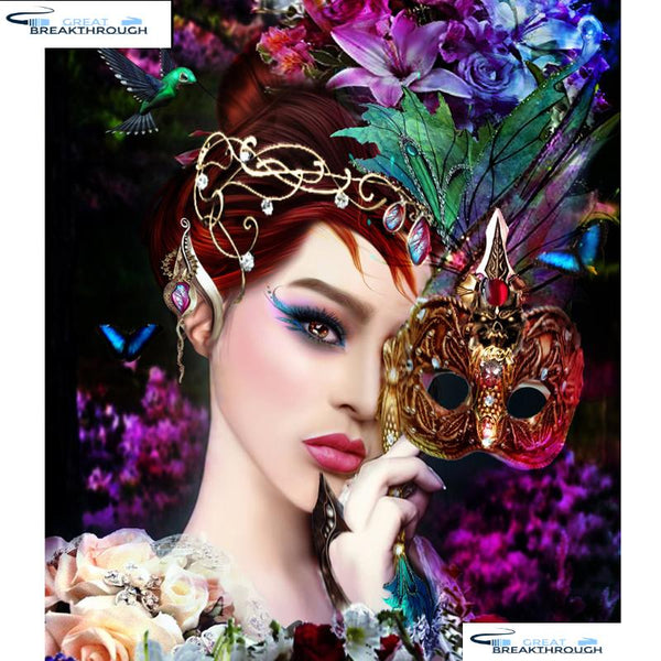 HOMFUN Full Square/Round Drill 5D DIY Diamond Painting "Flower beauty mask" Embroidery Cross Stitch 3D Home Decor Gift A01184