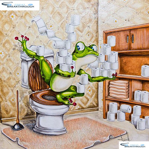 HOMFUN Full Square/Round Drill 5D DIY Diamond Painting "Frog toilet" 3D Embroidery Cross Stitch 5D Home Decor Gift A00615
