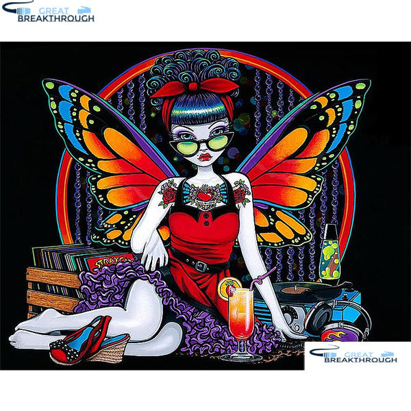 HOMFUN Full Square/Round Drill 5D DIY Diamond Painting "butterfly fairy" Embroidery Cross Stitch 5D Home Decor Gift A13845
