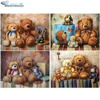 HOMFUN Diamond painting "Toy Bear landscape" Full Square/Round Drill Wall Decor Inlaid Resin Embroidery Craft Cross stitch