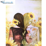 HUACAN Full Drill Square Diamond Painting 5D Girl Back View DIY Diamond Embroidery Portrait Home Decoration