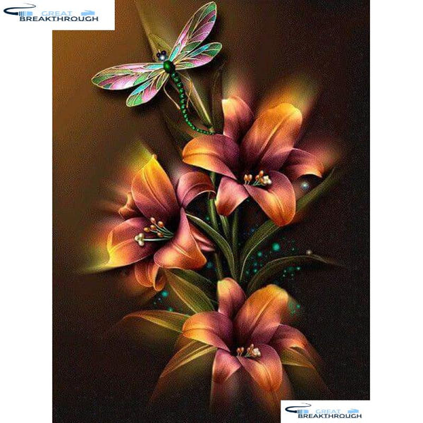 HOMFUN Full Square/Round Drill 5D DIY Diamond Painting "Flowers & Dragonfly" 3D Embroidery Cross Stitch 5D Home Decor A00748