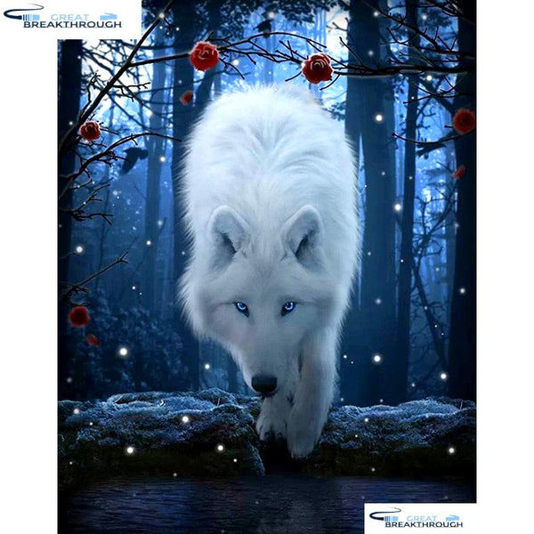 HOMFUN Full Square/Round Drill 5D DIY Diamond Painting "Forest Wolf" 3D Embroidery Cross Stitch 5D Home Decor A00660