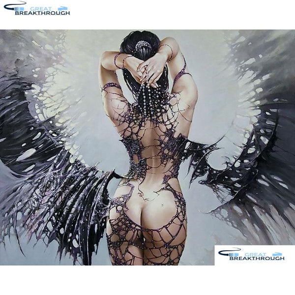 HOMFUN Full Square/Round Drill 5D DIY Diamond Painting "Woman wings" Embroidery Cross Stitch 3D Home Decor Gift A15994