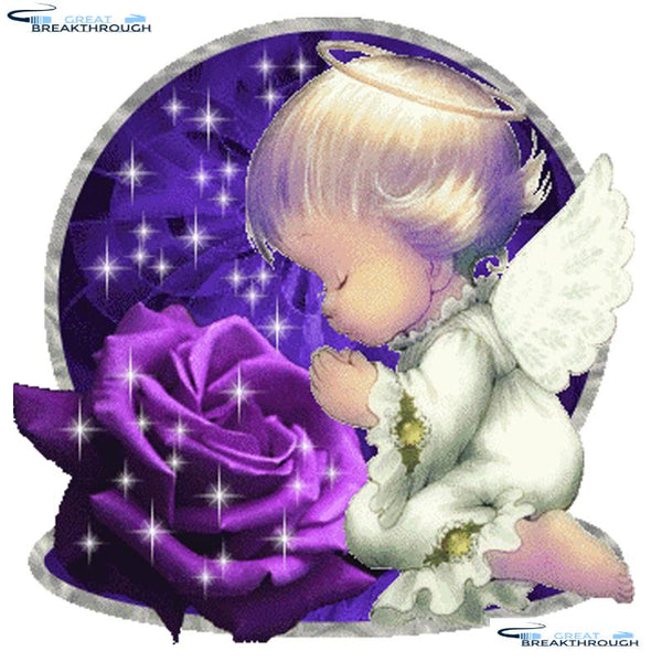 HOMFUN Full Square/Round Drill 5D DIY Diamond Painting "Child angel flower" 3D Diamond Embroidery Cross Stitch Home Decor A27010