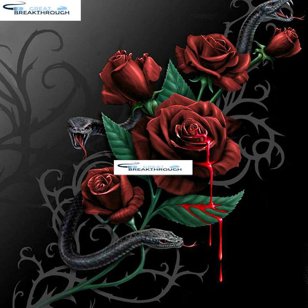 HOMFUN Full Square/Round Drill 5D DIY Diamond Painting "Rose & Snake" 3D Embroidery Cross Stitch 5D Decor Gift A01204