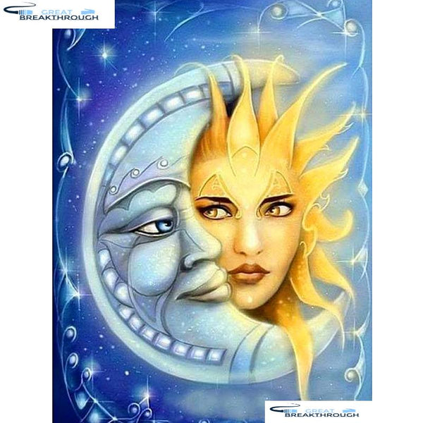 HOMFUN Full Square/Round Drill 5D DIY Diamond Painting "Moon & sun" Embroidery Cross Stitch 5D Home Decor Gift A01396