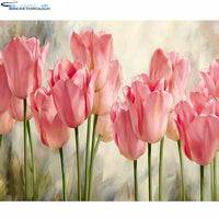 Full Square/Round Drill 5D DIY Diamond Painting "Pink Tulip Flower" 3D Embroidery Cross Stitch 5D Rhinestone Home Decor Gift