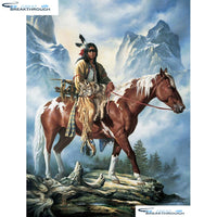 HOMFUN Full Square/Round Drill 5D DIY Diamond Painting "Indians & horses" Embroidery Cross Stitch 5D Home Decor Gift A01751