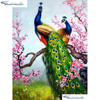 HOMFUN Full Square/Round Drill 5D DIY Diamond Painting "peacock couple" Embroidery Cross Stitch 5D Home Decor Gift A01112