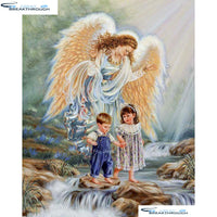 HOMFUN Full Square/Round Drill 5D DIY Diamond Painting "Angel & Kids" Embroidery Cross Stitch 5D Home Decor Gift A01387