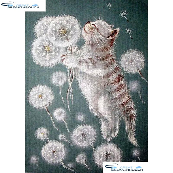 HOMFUN Full Square/Round Drill 5D DIY Diamond Painting "Dandelion cat" Embroidery Cross Stitch 3D Home Decor Gift A17562