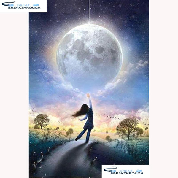 HOMFUN Full Square/Round Drill 5D DIY Diamond Painting "Cartoon Girl moon" 3D Diamond Embroidery Cross Stitch Home Decor A18596