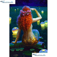 HOMFUN Full Square/Round Drill 5D DIY Diamond Painting "Cartoon mermaid" 3D Embroidery Cross Stitch 5D Home Decor A15076