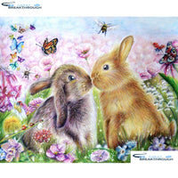 HOMFUN 5D DIY Full Diamond Embroidery "Cartoon rabbit" Diamond Painting Cross Stitch Rhinestone Home Decoration A20026
