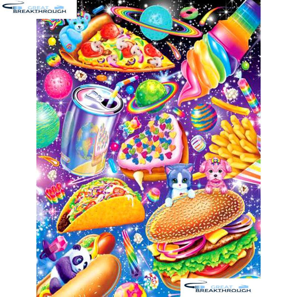 HOMFUN Full Square/Round Drill 5D DIY Diamond Painting "Dog cat burger" Embroidery Cross Stitch 5D Home Decor Gift A14748