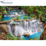 HUACAN Diamond Painting Waterfall Full Square Stones Home Decoration Landscape Diamond Embroidery Scenery Mosaic Beaded Picture