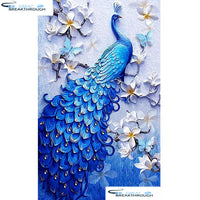 HOMFUN Full Square/Round Drill 5D DIY Diamond Painting "Animal peacock" Embroidery Cross Stitch 5D Home Decor Gift A07701