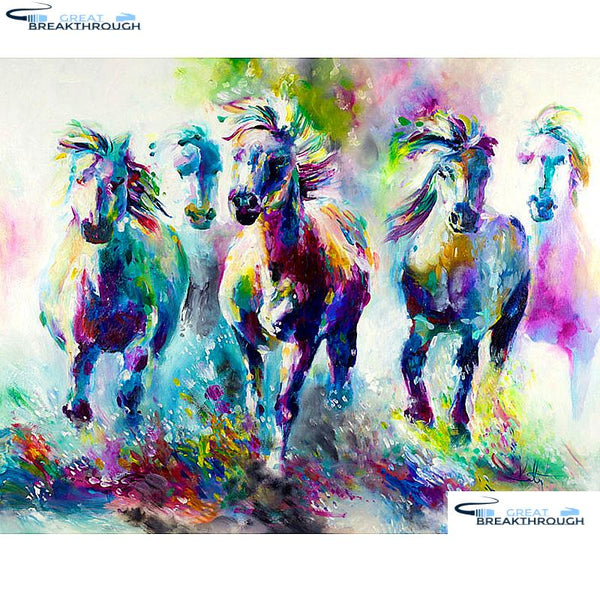 HOMFUN Full Square/Round Drill 5D DIY Diamond Painting "Color horse" Embroidery Cross Stitch 5D Home Decor Gift A14084