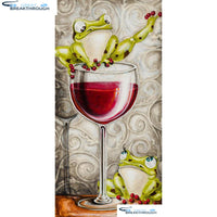 HOMFUN Full Square/Round Drill 5D DIY Diamond Painting "Frog red wine" 3D Embroidery Cross Stitch 5D Home Decor Gift A00605