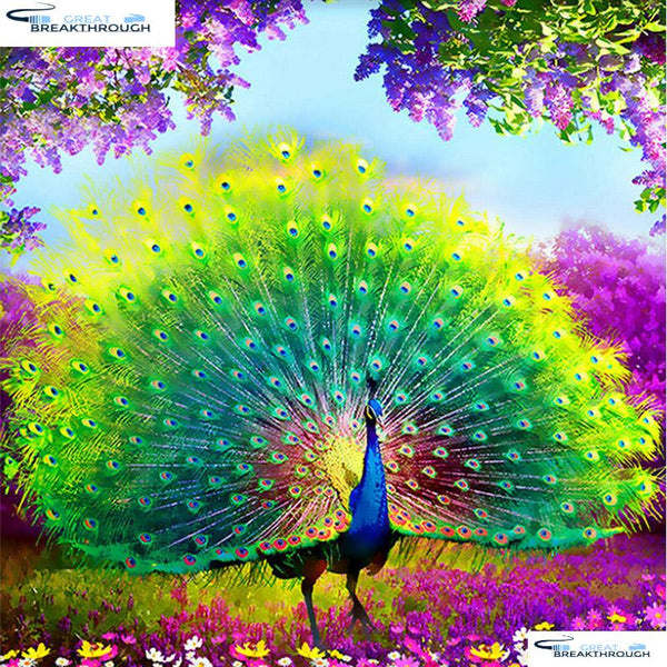 HOMFUN Full Square/Round Drill 5D DIY Diamond Painting "animals peacock" 3D Embroidery Cross Stitch 5D Decor Gift A00652