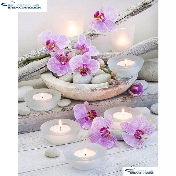 HOMFUN Full Square/Round Drill 5D DIY Diamond Painting "Orchid Stone" 3D Embroidery Cross Stitch 5D Home Decor A00722