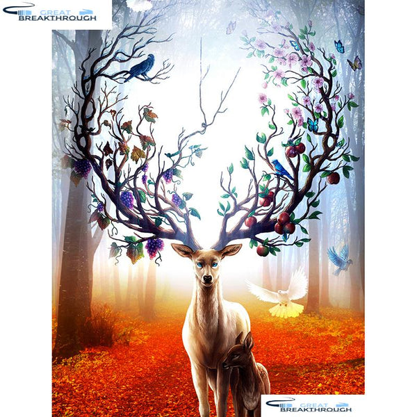 HOMFUN Full Square/Round Drill 5D DIY Diamond Painting "deer in Autumn fores" Embroidery Cross Stitch 5D Decor Gift A01116