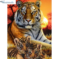 HOMFUN Art 5D Diy Diamond Painting "Animal tiger" Diamond Pictures Cross Stitch 3D Rhinestone Embroidery Decor A27843