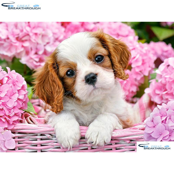 HOMFUN Full Square/Round Drill 5D DIY Diamond Painting "dog & flower" 3D Embroidery Cross Stitch 5D Decor Gift A00500