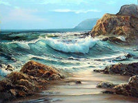 Rhinestone Painting Crystal Decor DIY Diamond Painting Scenic Sea Beach Landscape Cross Stitch