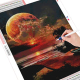 HUACAN 5D Diamond Painting Full Round Drill Moon Pictures Diamond Embroidery Scenic Cross Stitch Home Decoration